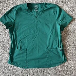 Cherokee Auth Workwear Women's V-Neck‎ Professionals Forest Green Scrub Top XL